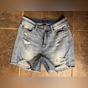 Judy Blue Women's Ripped Jean Shorts - Light Blue